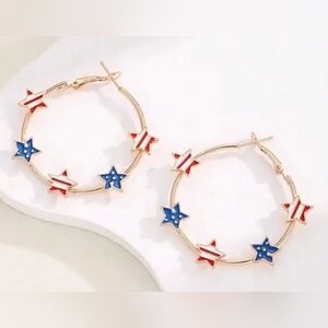 Fashion Jewelry Red and White Earrings Patriotic Design
